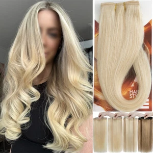 Extensiones de cabello humano grueso doble dibujo 100 % Remy clip en trama de cabeza completa de 4 piezas - Imagen 1 de 40