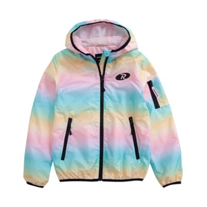 Rokka&Rolla Girls' Hooded Lightweight Water Resistant Zip-Up Windbreaker Jacket - Picture 1 of 43