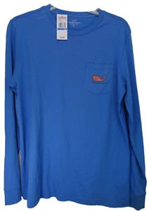 Vineyard Vines Kids Blue Football Whale Pocket Long Sleeve T Shirt XL (18) - Picture 1 of 6