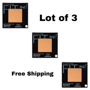 Maybelline 330 Fit Me Matte + Poreless Pressed Powder Toffee Caramel 3-Pk New - Picture 1 of 5