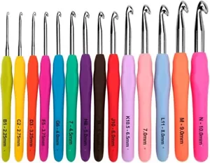 Crochet Hooks Set Clover Amour Steel Pastel 14 Pcs Ergonomic Easy Grip Bright - Picture 1 of 7