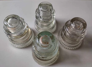 Menge 4 Vintage Hemingray #42 Klarglas Telegraph Telefon Strom Isolator - Bild 1 von 10