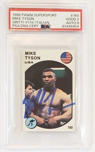 1988 Panini SuperSport Italian MIKE TYSON #160 PSA/DNA 2 Good 8 Auto Autograph - Picture 1 of 2