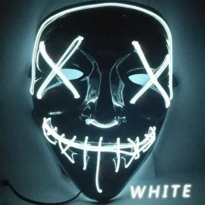 Costume Halloween Face Mask LED Light Up 3 Modes Cosplay Clubbing Party Purge - Image 1 of 4