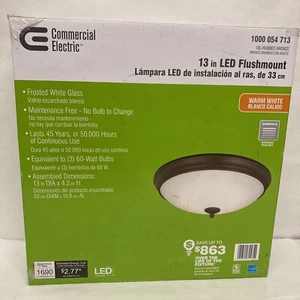 NIB CE 13" 60-Watt Equivalent Oil Rubbed Bronze LED Flush Mount Light Fixture - Picture 1 of 9