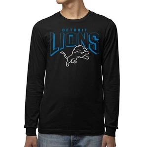 NFL Junk Food Bold Logo Long Sleeve T-Shirt Detroit Lions Large Black - Picture 1 of 5
