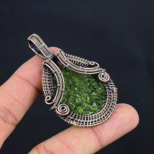 Moldavite Glass Gemstone Copper Wire Wrapped Women Gift Pendant Jewelry LC-227 - Picture 1 of 5