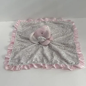 Carters Pink Grey Cheetah Leopard Hearts Plush Elephant Security Lovey Rattle - Picture 1 of 6
