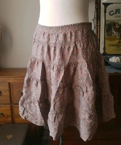 French Connection Size 10 100% Silk Floral Tiered Mini Skirt Boho Festival - Picture 1 of 6