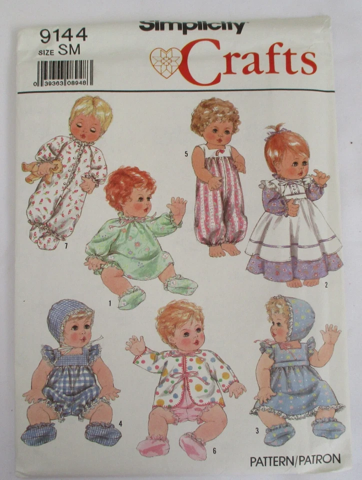 Simplicity Crafts 9144 Doll Clothes for 13-14" Dolls Sewing Pattern NEW - Image 1 of 1