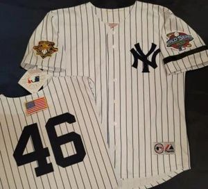 1820 Majestic 2001 Serie Mundial Yankees de Nueva York ANDY PETTITTE Cosida CAMISETA BLANCA - Imagen 1 de 1