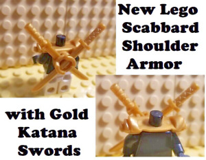 LEGO Gold Armor Scabbard with Swords Katana Ninja Warrior Weapons Minifigure