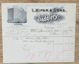 1902 Billhead Chicago Illinois L Kiper & Sons Saddlery Weatherford El Reno OK - Bild 1 von 3
