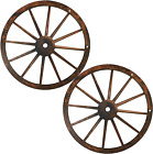 2PCS 12" Wooden Wagon Wheel, Vintage Wooden Wheel Hanging on Wall, Decorative Wo