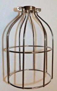 Polished Nickel Metal Steel Bulb Cage Industrial Light Pendant Lamp Guard 10516J - Picture 1 of 5