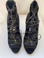 Pierre Hardy Black Arca Suede Leather Heels NWB Made In Italy Size 7