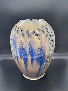 Borggren Pottery Reticulated Wisteria Multi Colored Luminary - Picture 1 of 6
