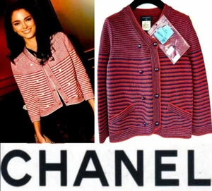 Mint Chanel 2015 Red Blue Stripe Jacket 34 36 38 2 4 6 Top Shirt Coat Shirt S M - Picture 1 of 24