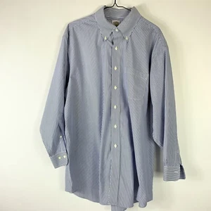 Camisa Brooks Brothers Hombre Talla 17 1/2 - 2/3 Sin Hierro Azul Blanco Rayas Botón - Imagen 1 de 4