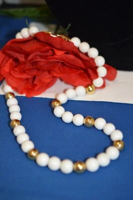 COLLAR VINTAGE NAPIER TONO BLANCO Y DORADO PERLAS 18", FIRMADO Foto 1 de 4