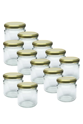 DIAH DO IT AT HOME 12 Glass Jam Jars 212ml with Lids – Preserve, Pickling, Storage