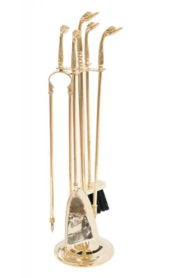 LINEA CIGNO CRUCCOLINI SET CAMINO in ottone massiccio con trespolo - Immagine 1 di 4