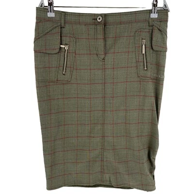 Falda lápiz Byblos verde a cuadros azules ajuste regular talla EU 42 UK 14 US 10 RPR €193 Foto 1 de 4