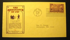 DC Scott#795 The Ordinance of 1787 Sesquicentennial cover issued 1937 - Picture 1 of 2