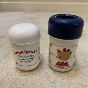 Sanrio Winkipinki Lot of 2 White Blue Plastic Containers Bottles 1991 Vintage - Imagen 1 de 12