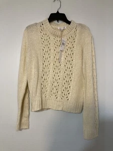 Woven Heart Ivory Open Stitch Pullover Crewneck Sweater NWT Womens M - Bild 1 von 3