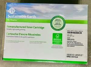 Sustainable Earth By Staples CYAN SEB4600CR, 791272, HP C9721A Compatible, NOS - Picture 1 of 3