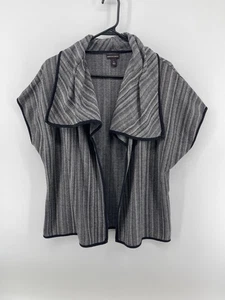 Dana Buchman kurzärmlige Strickjacke vorne offen Damen Größe Large schwarz weiß - Bild 1 von 7