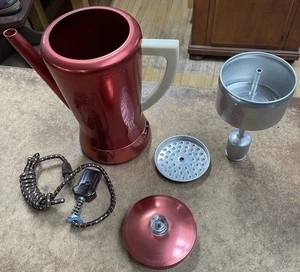 Flavo Matic Kaffeemaschine Rot Elektrische Kaffeekanne Vintage MCM Space Age USA - Bild 1 von 12