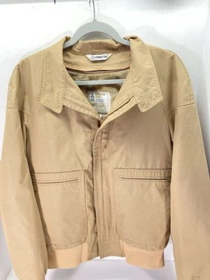 London Fog Short Jacket Men Size 42 R Beige Khaki Fur Lined Full Zip Vintage - Image 1 of 4
