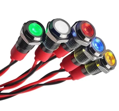 LED Kontrollleuchte mit Kabel 12V Metallfassung Signallleuchte Signallampe Ø6mm - Bild 1 von 4