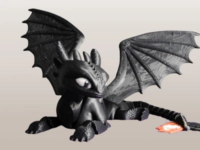 3D Printed Toothless & Light Fury Dragons | Articulated HTTYD Figures Gift Set - image 1 of 4