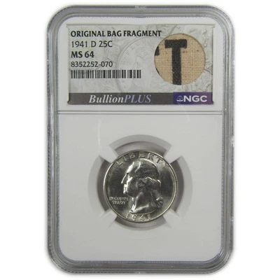 1941 D Washington Quarter MS 64 NGC Silver Bag Fragment SKU:I20598 - Image 1 of 4