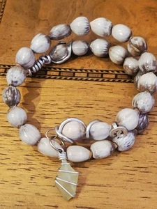 Artisan Shell And Healing Crystal Wrap Bracelet GY3 - Picture 1 of 5