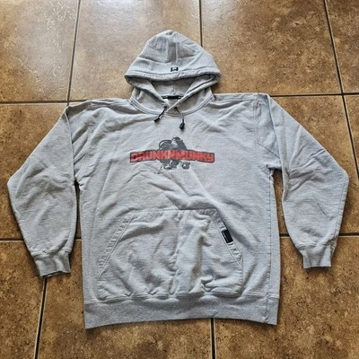 90s Drunkn Munky Hoodie Streetwear Sweatshirt Gray Graphic Vintage Pullover - Image 1 of 4