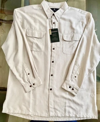 NWT CONSENSUS Luxury Faux Suede Shirt SandColor LS Pockets-Large MSRP$42-70%Off - Image 1 of 4