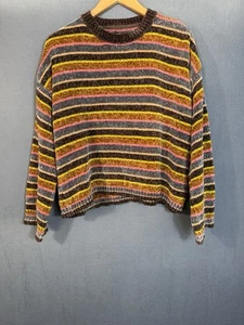 Volcom Stone Colorful Striped Knit Sweater Cozy Pullover Women’s Medium Chic - Picture 1 of 9