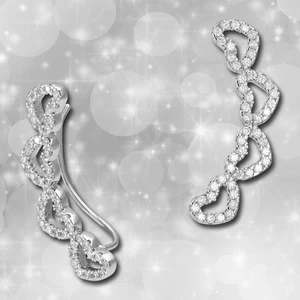 Ohrklemmen weiß Ear Cuff Herzen Zirkonia 925 Silber Ohrringe SilberDream GSO422W - Bild 1 von 5