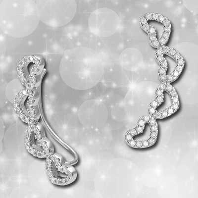 Ohrklemmen weiß Ear Cuff Herzen Zirkonia 925 Silber Ohrringe SilberDream GSO422W - Bild 1 von 4