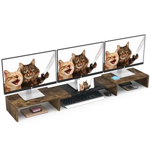 Triple Dual Monitor Stand Riser, Extra Long Monitor Stand for 1~2~3 Monitors,... - Picture 1 of 7