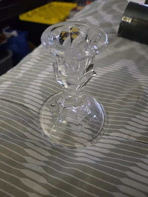 1 candelabro vintage Crisa by Libbey cristal transparente panel 4 pulgadas de alto Foto 1 de 3