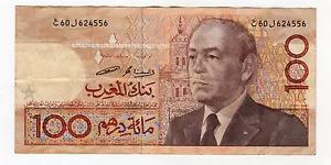 Morocco 100 Dirhams 1987/AH1407 Pick 65.c VF Circulated Banknote Ref 556 - Picture 1 of 2