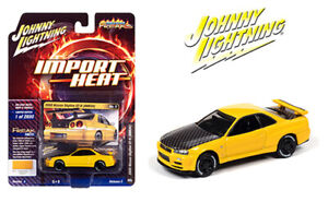 Johnny Lightning 1:64 Import Heat 2000 Yellow Nissan Skyline GT-R BNR34 JLCP7333