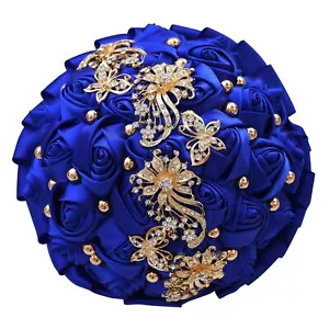 【Ausverkauf Goldene Strass Brosche Hochzeit Blumen Brautsträuße Braut hält - Bild 1 von 8