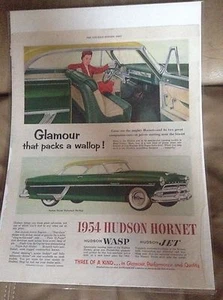 Anuncio de revista Hudson Hornet 1954 - Glamour que empaca un Wallop - Imagen 1 de 1