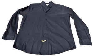 Calibrate Men's Large Stretch Slim Fit Black Long Sleeve Button Up Cotton Shirt - Picture 1 of 8